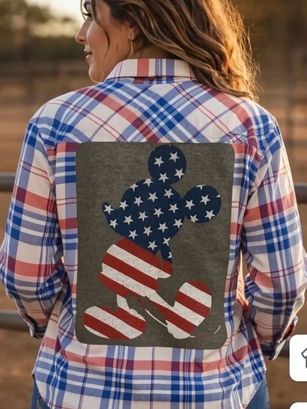 DISNEY MICKEY MOUSE upcycled LIGHTWEIGHT PATRIOTIC FLANNELSHIRT 3x n under
